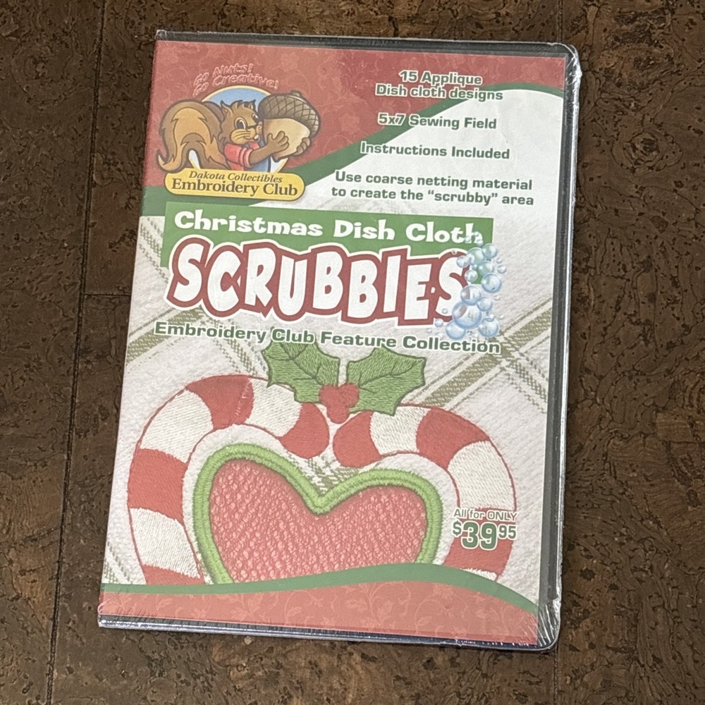 Dakota Collectible Christmas Dish Cloth 5x7 Scrubbies Embroidery CD 15 Designs